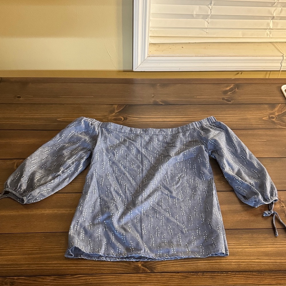 Elegant Blue Off-Shoulder Blouse